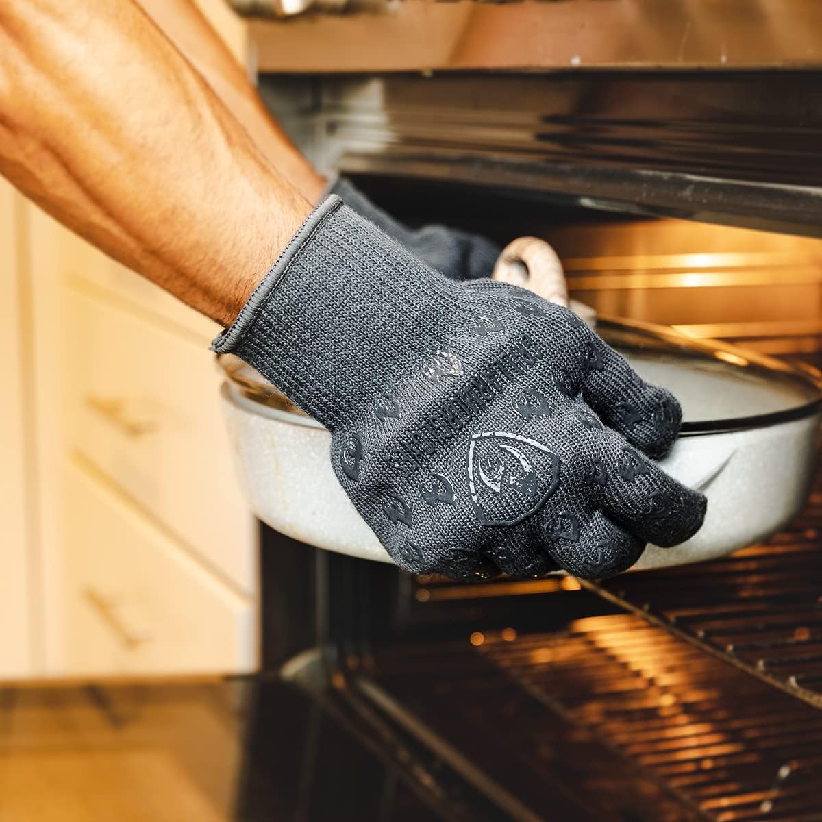 Grill Armor Oven Gloves 932°F Extreme Heat & Cut Resistant Oven Mitts with Fingers for BBQ, Cooking, Grilling, Baking –Accessory for Smoker, Cast Iron, Fire Pit, Camping, Fireplace, Griddle & More