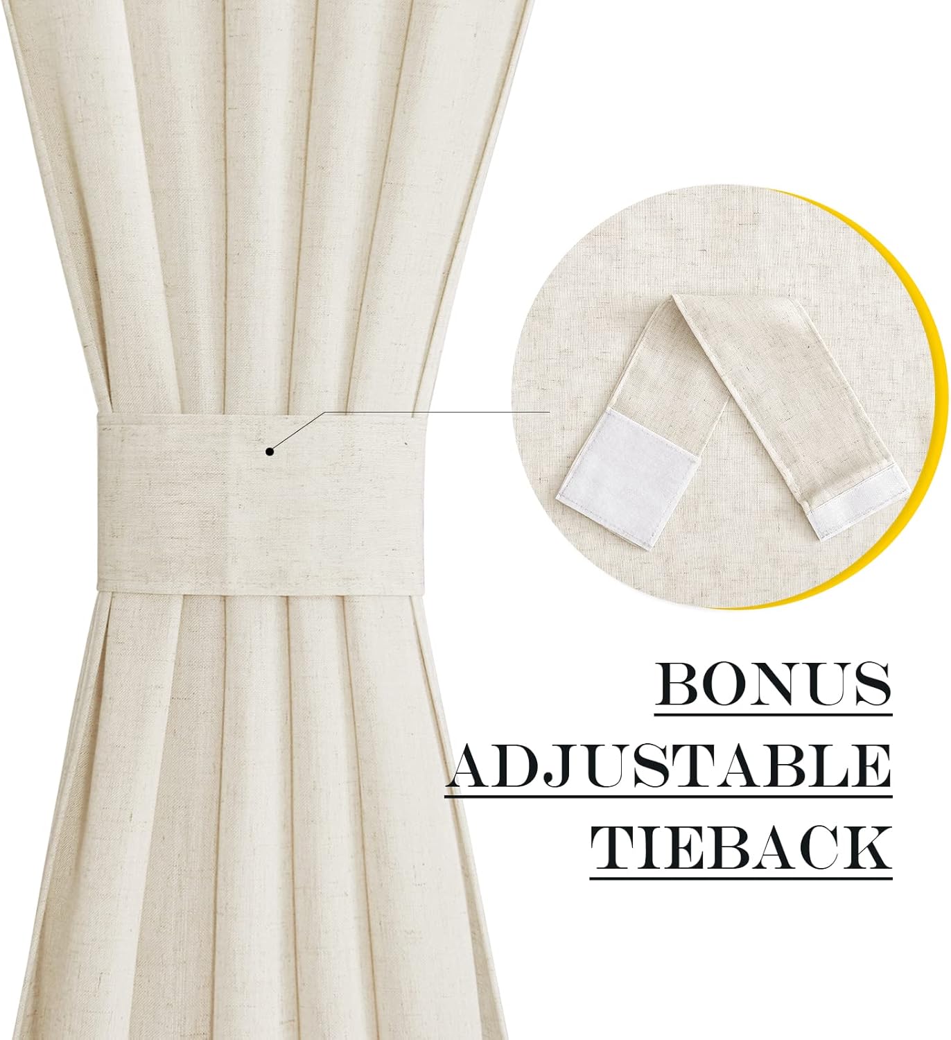 NICETOWN Blackout French Door Curtains for Privacy, Farmhouse Linen Room Darkening Door Shade for Living Room, Rod Pocket Kitchen Curtains (Natual, 36" W x 72" L, 1 Panel)