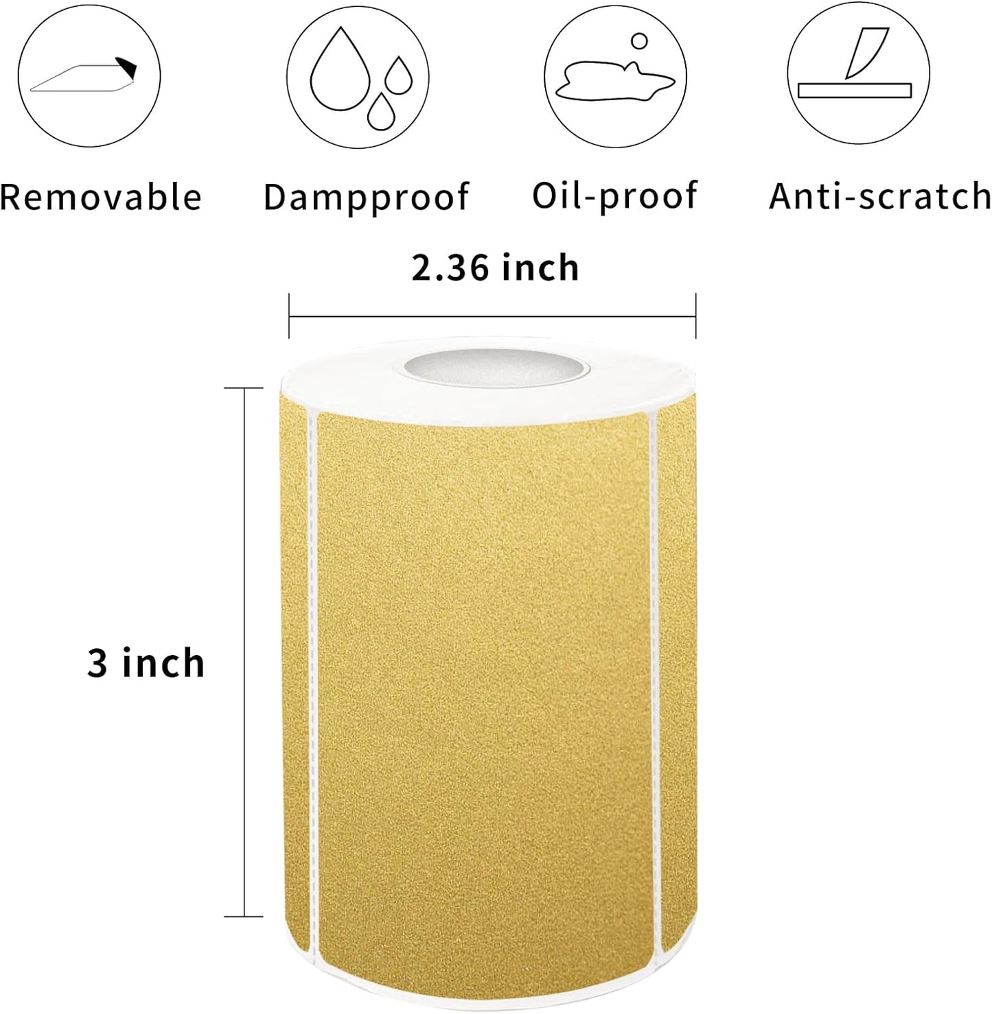 2×3 Inch Removable Thermal Labels,Self-Adhesive Square Direct Thermal Labels,300 Sheets-Brown