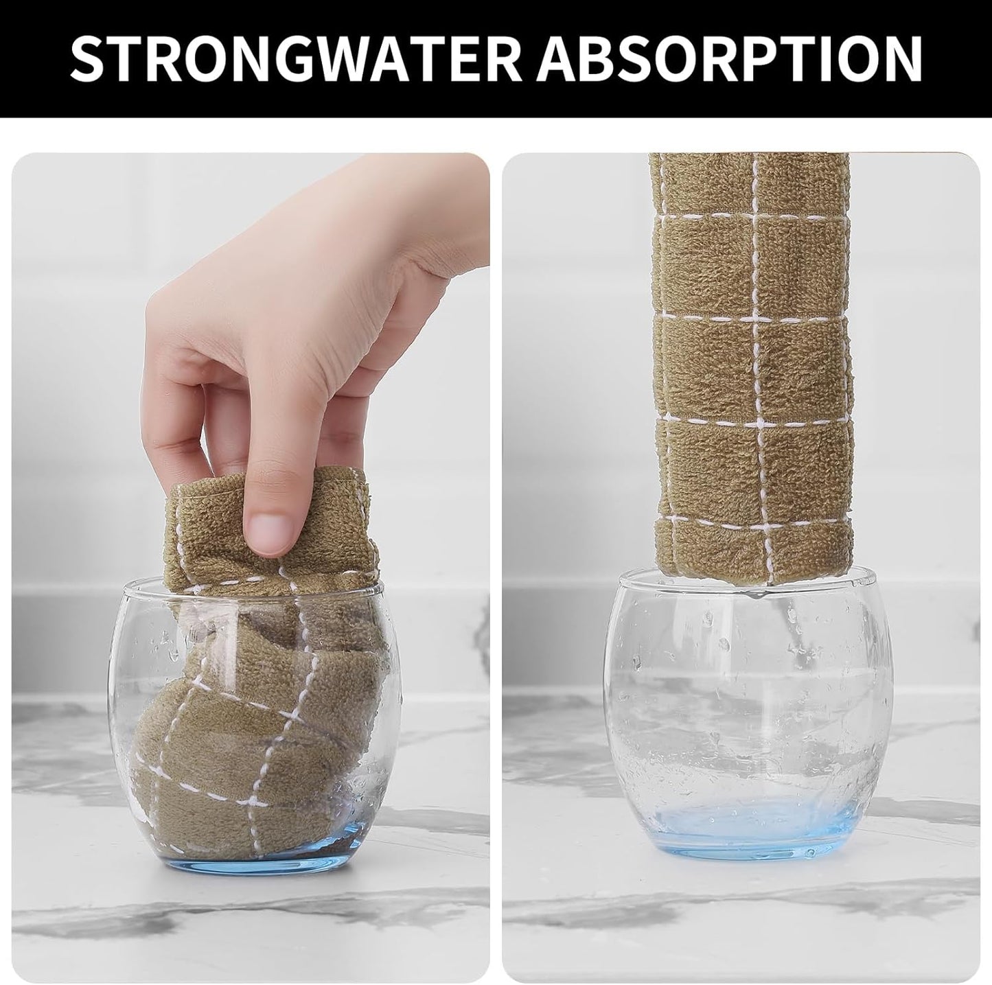 Homaxy 100% Cotton Terry Kitchen Dish Cloths, Ultra Soft and Absorbent Dish Towels for Kitchen, Perfect for Drying and Washing Dishes, 8 Pack, 12 x 12 Inches, Tan