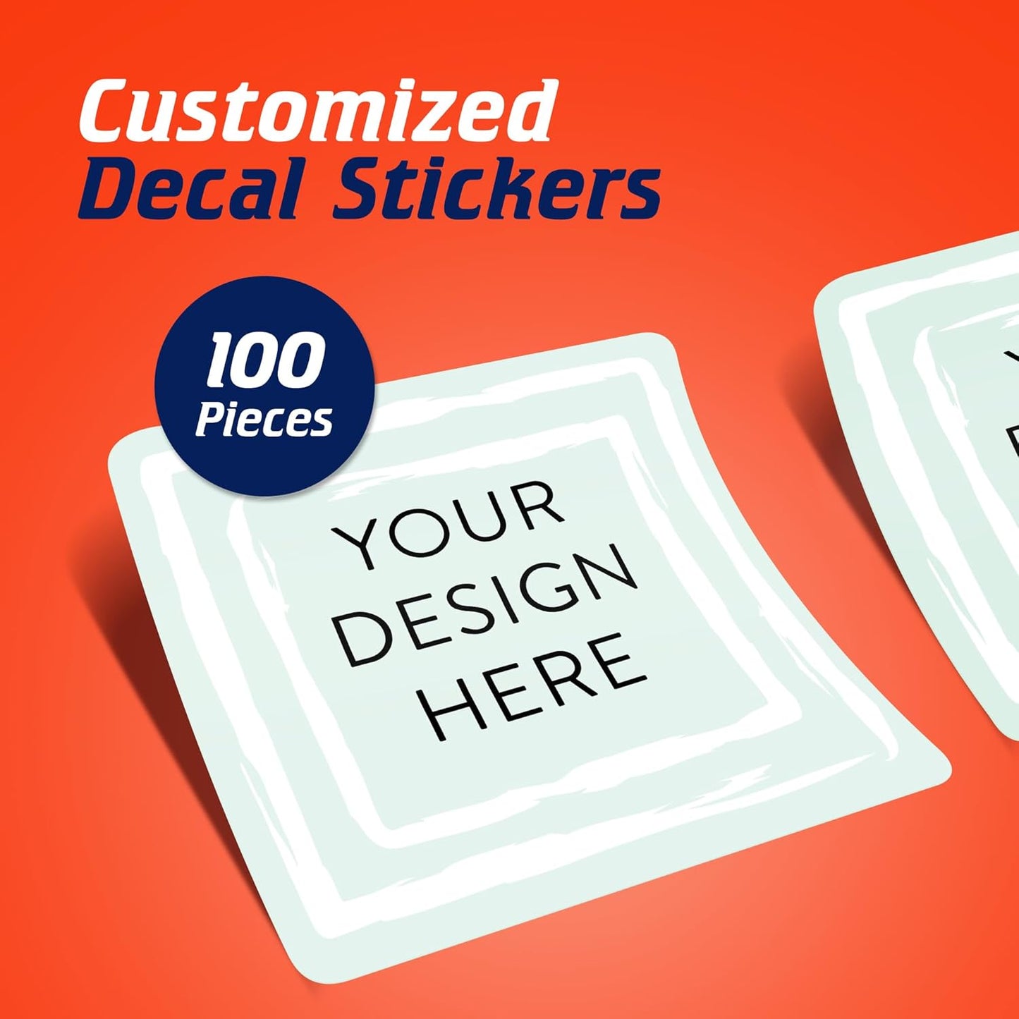 100 Custom Vinyl Stickers - Upload Your own Image, Text, Design, Logo - Personalized Logo Labels for Handmade, Packaging, Bottle, Jars, Candle, Brand Stickers (Mint, 1.5x1.5 Square)