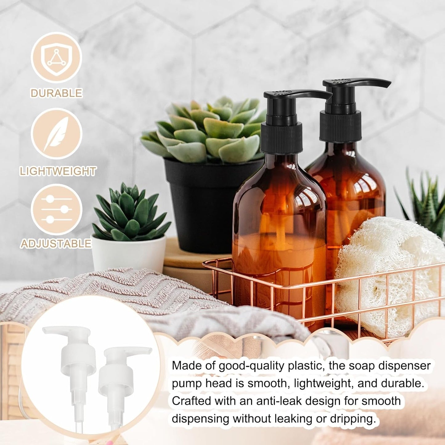 uxcell 16 Pcs Soap Dispenser Pump Heads Soap Dispensers Top Pumps Replacement Switch Pumphead for Standard 24/417 Neck Size Lotion Shampoo Bottle, White