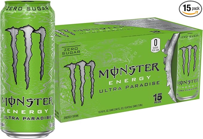 Monster Energy Ultra Paradise, Sugar Free Energy Drink, 16 Ounce (Pack of 15)