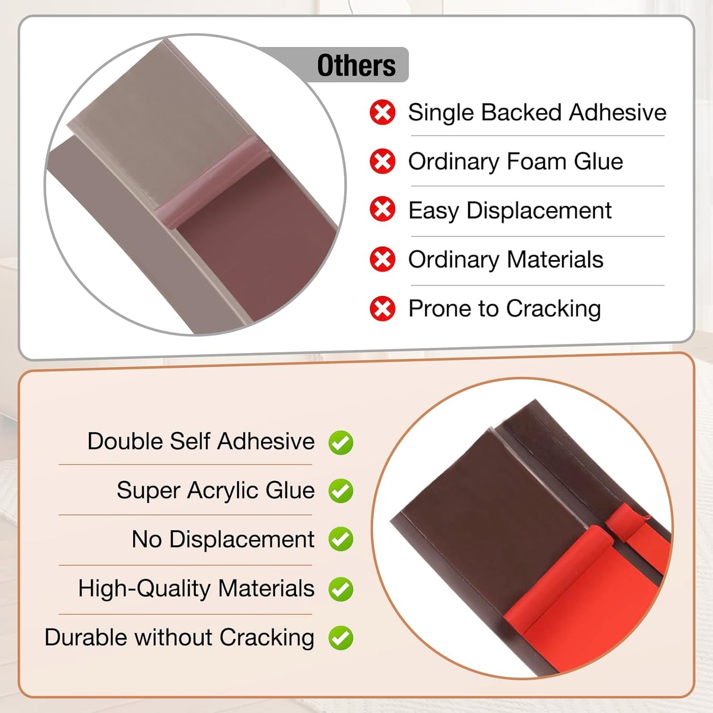 Floor Transition Strip Self Adhesive Vinyl Door Threshold for Doorways Carpet Edging Trim Overlap Edge Reducer for Laminate Floor, Carpet, Tile (Deep Brown Wood Grain, 2/5" to 3/5", 6.6Ft)