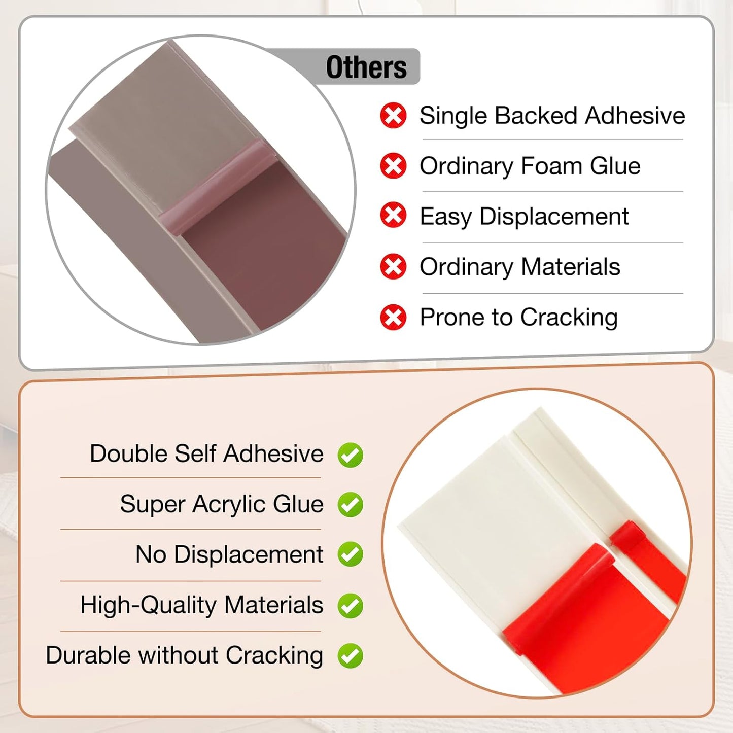 Floor Transition Strip Self Adhesive Vinyl Door Threshold for Doorways Carpet Edging Trim Overlap Edge Reducer for Laminate Floor, Carpet, Tile (Beige Wood Grain, 1/5" to 2/5", 6.6Ft)