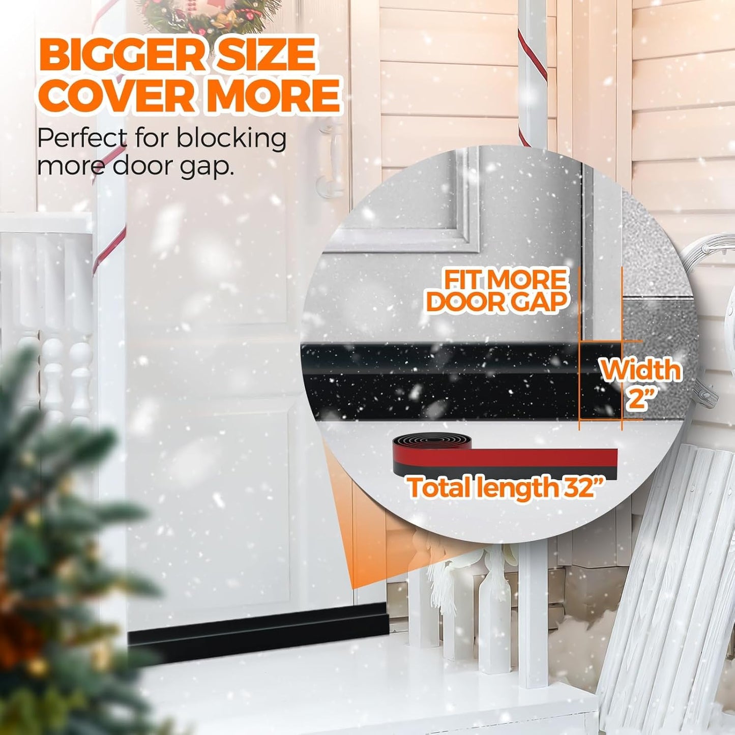 Holikme Door Draft Stopper Under Door Draft Blocker Insulator Doors Sweep Weather Stripping Noise Stopper Strong Adhesive, Black