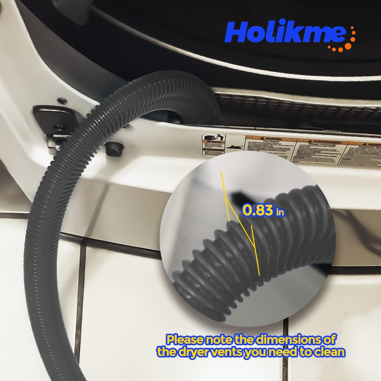 Holikme 2 Pieces Dryer Vent Cleaner Kit, Dryer Lint Vacuum Attachment and Flexible Dryer Lint Brush, Dryer Vent Vacuum Hose Attachment,Black