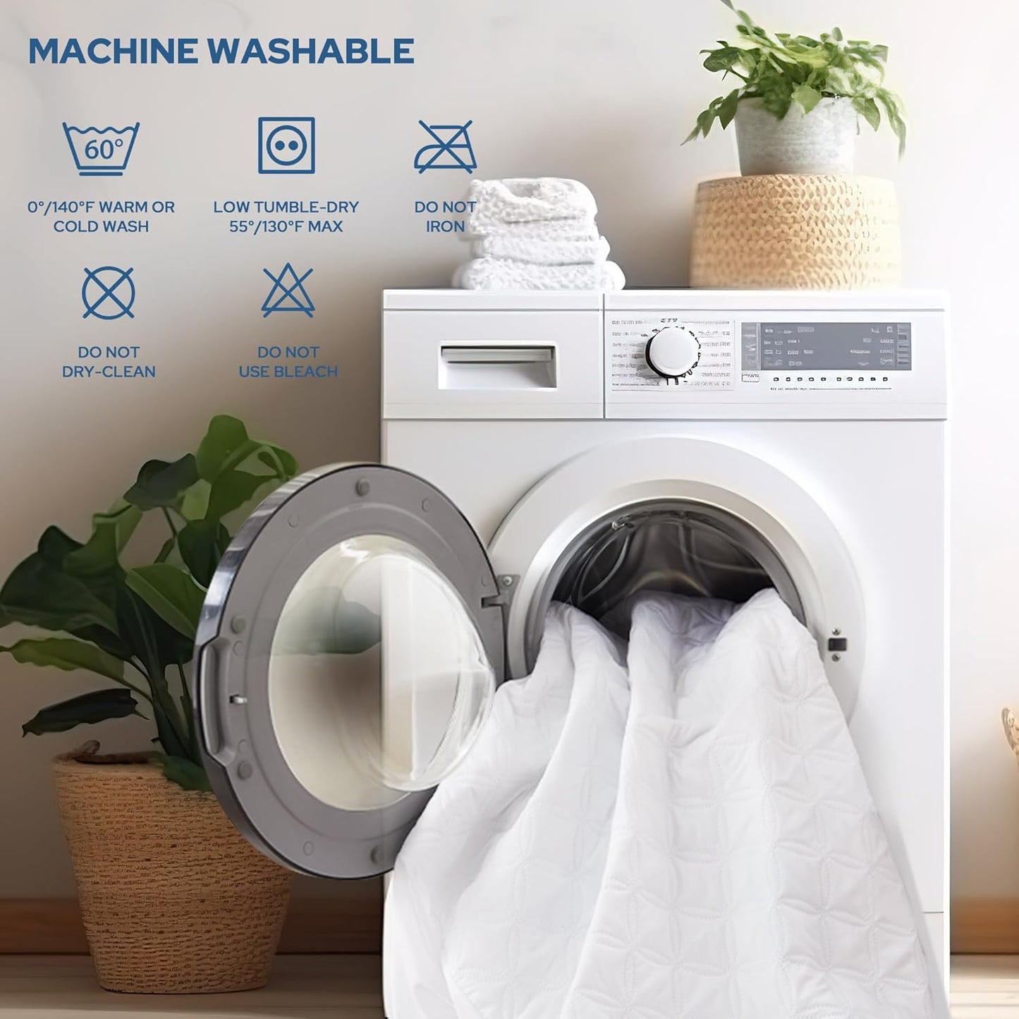 BEDLORE Waterproof Mattress Protector, Full Size, Deep Pocket, Eco-Friendly, Waterproof, Stain Protection, Washable, White