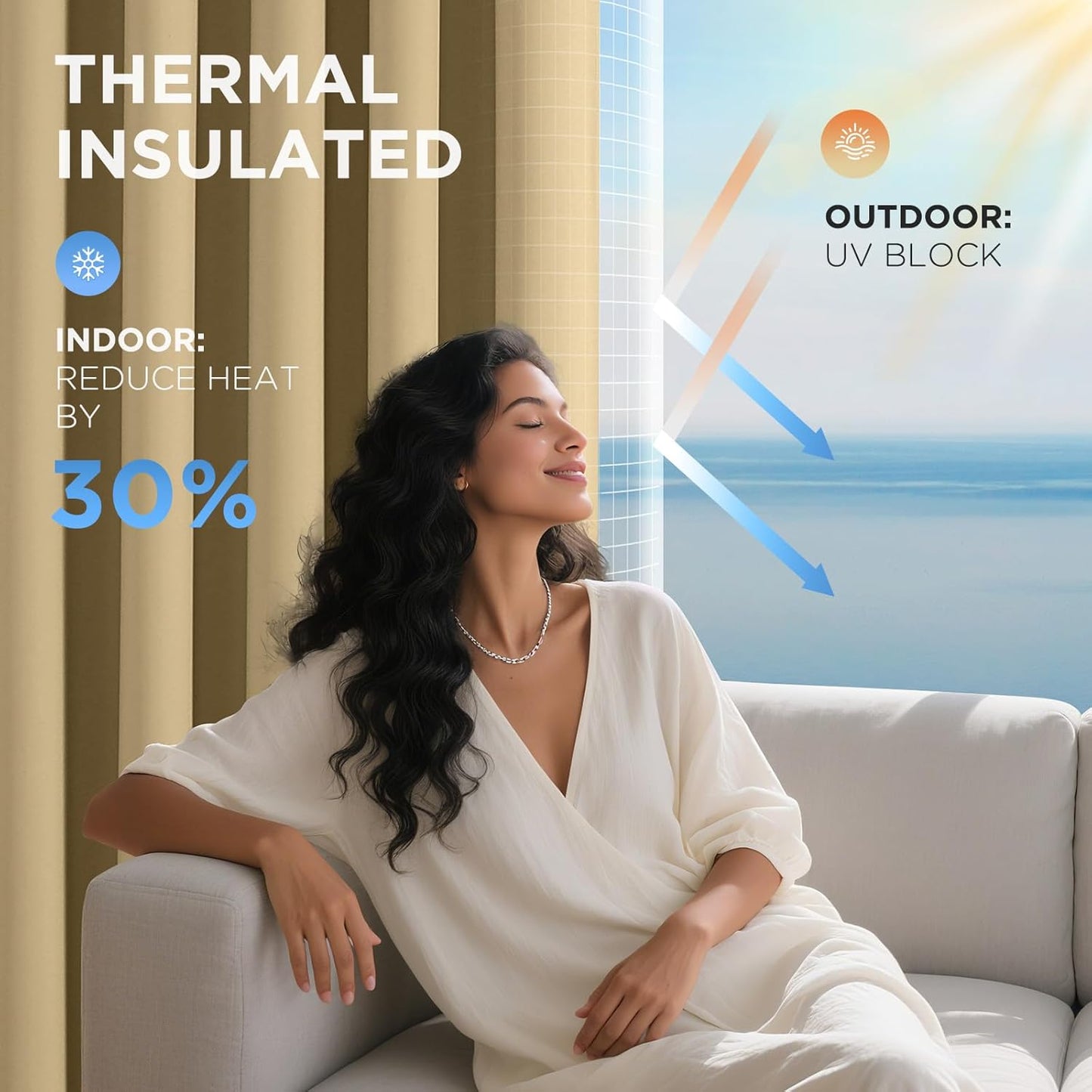 Joydeco Blackout Door Curtain for Doorway Privacy 78 Inches Long, Grommet Closet Curtain for Open Closet, Room Divider for Bedroom Living Room (Beige, 40Wx78L, 1 Panel)