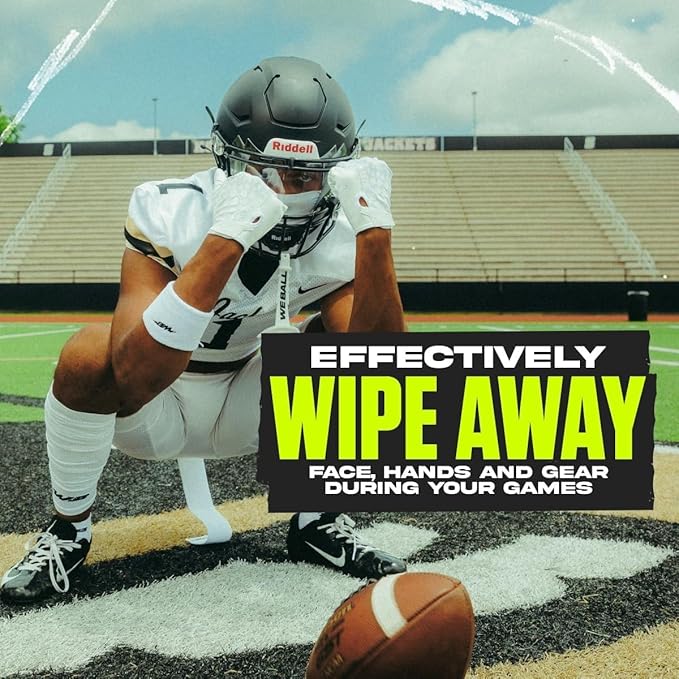 Streamer Football Towel, Sports Towel with Hook and Loop Fastener to Clean Football Visor and Gloves (Blue, Adult)