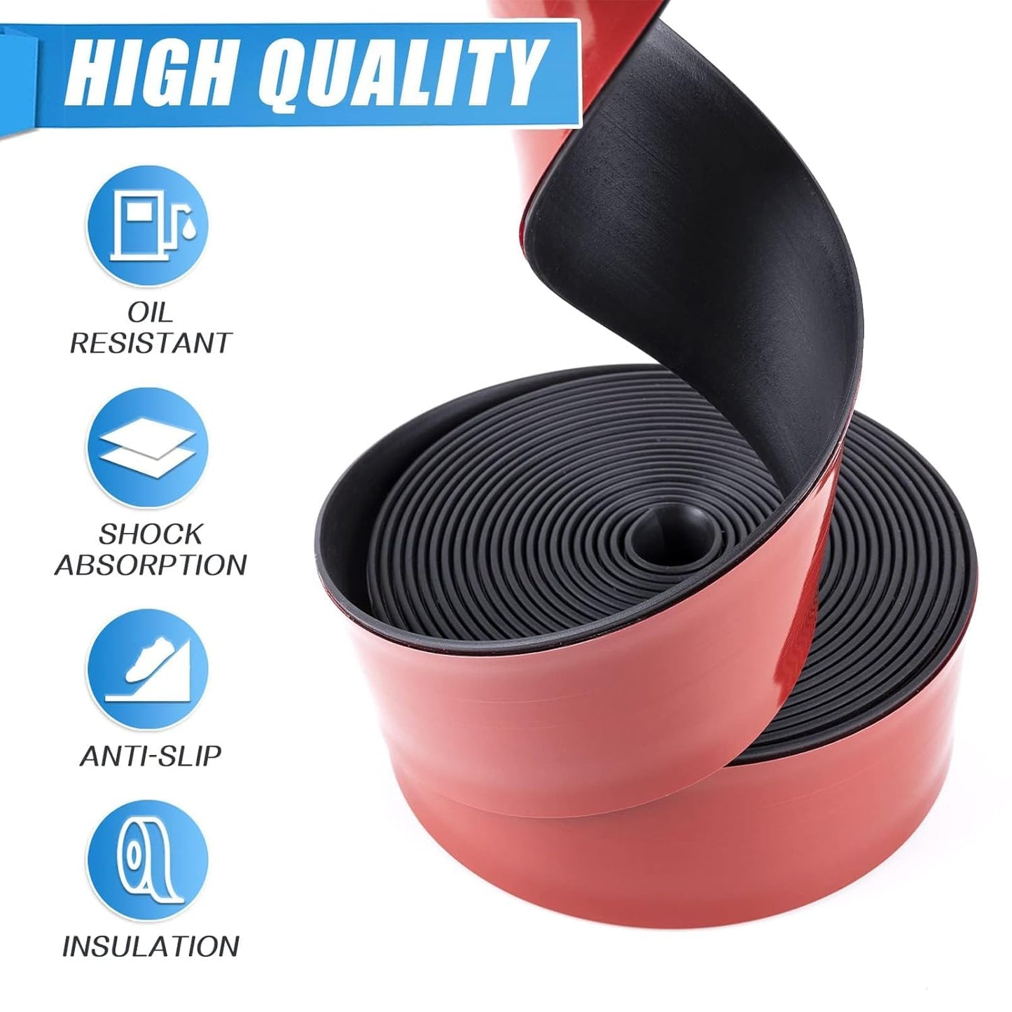 Neoprene Rubber Strips Self Adhesive Sheets, Rolls & Strips with Adhesive Backing Rubber Pads Self Stick Seal Gasket Tape for Matting Padding - 3” Wide x 1/8" Thick x 10' Long