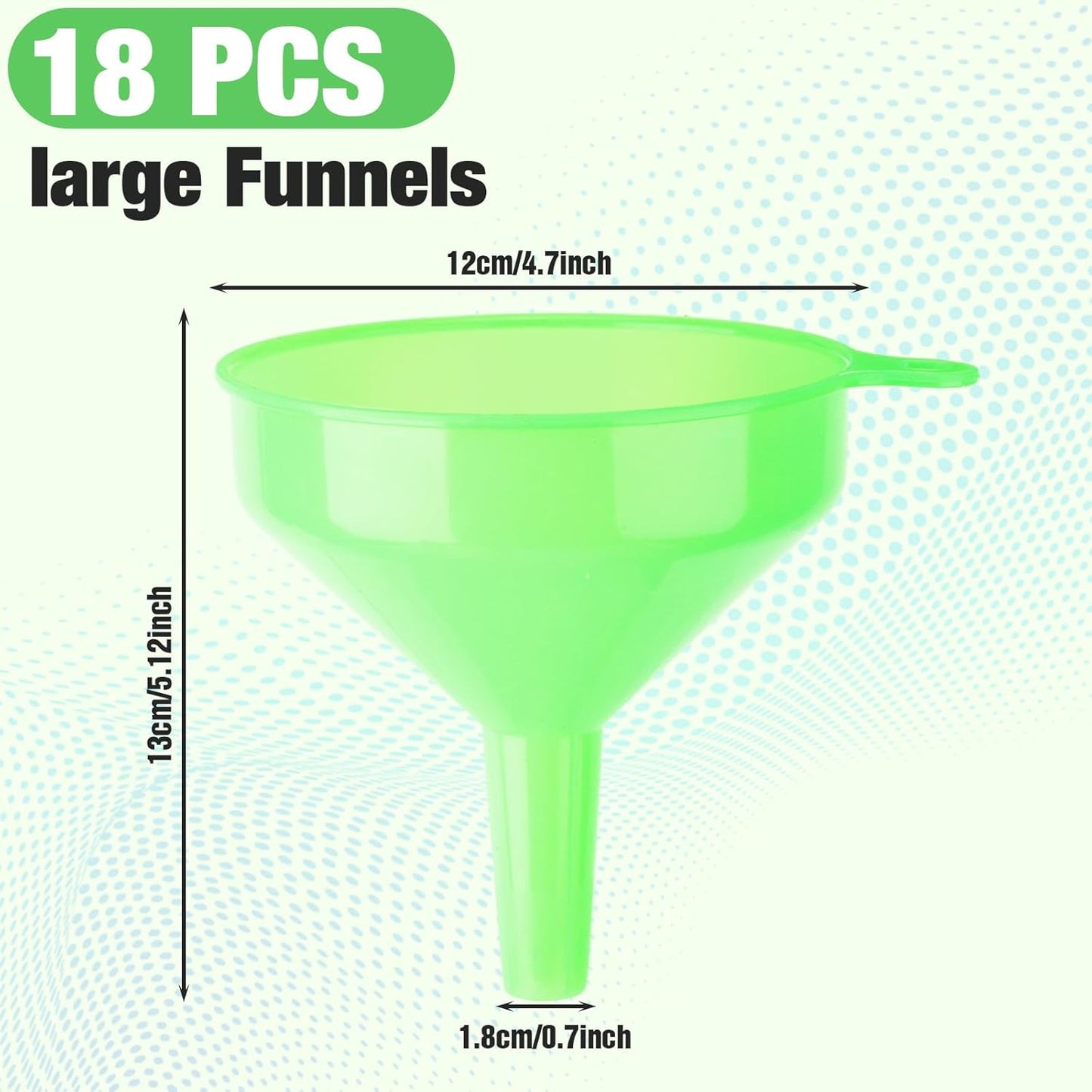 Honeydak 18 Pieces Multi-Purpose Plastic Funnels 4.7 Inch Wide Mouth Funnels for Filling Bottles, Jars, Containers Lab Use Oil Funnel for Gas, Car Oil, Lubricants and Fluids
