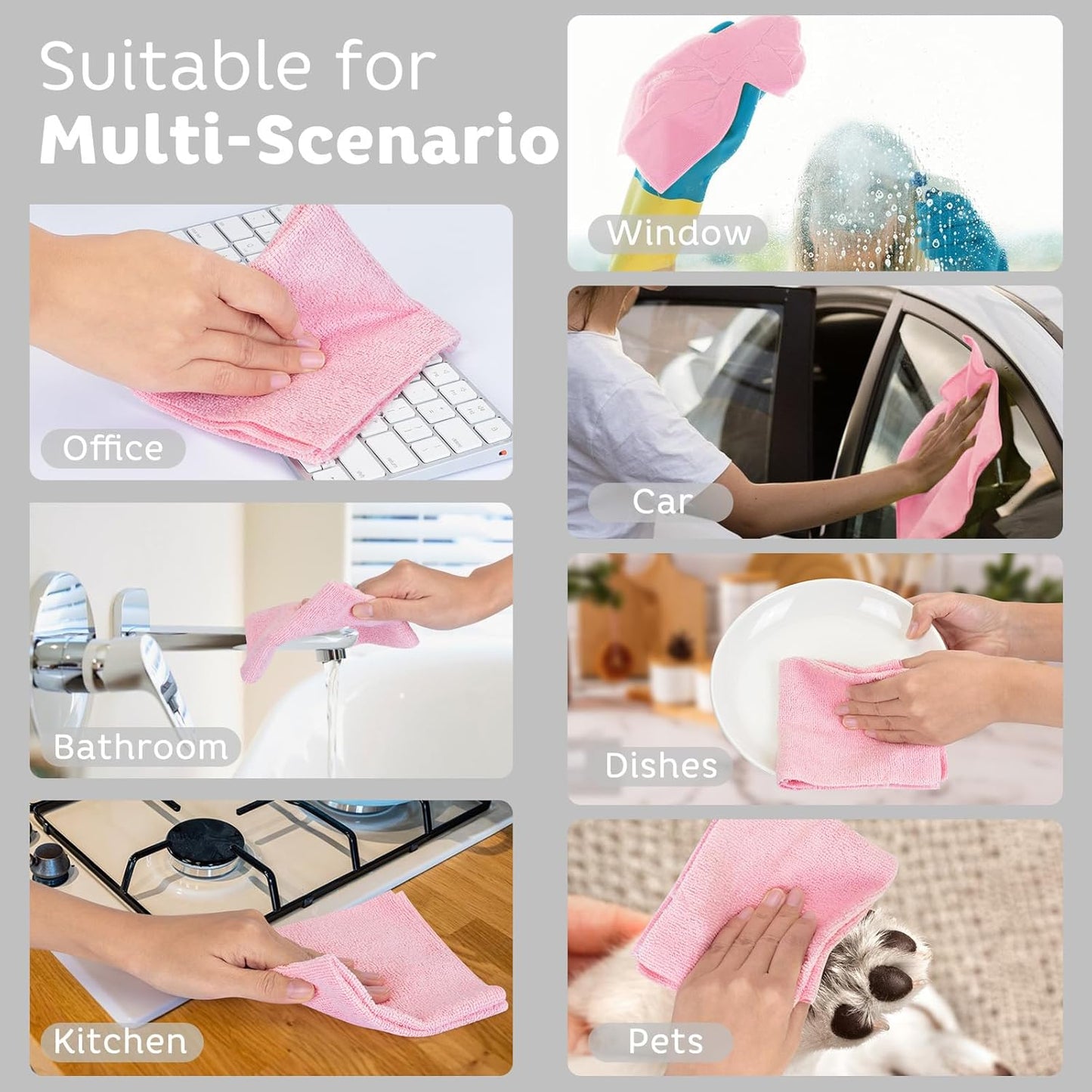 Matthew Microfiber Cleaning Cloth Roll 72Pack (12" x 12") Reusable Paper Towels&Washable Tear Away Towels,Ultra Water Absorbent Lint&Streak Free Cleaning Rags for Glass,Dishwash,Bathroom,Cars-Red