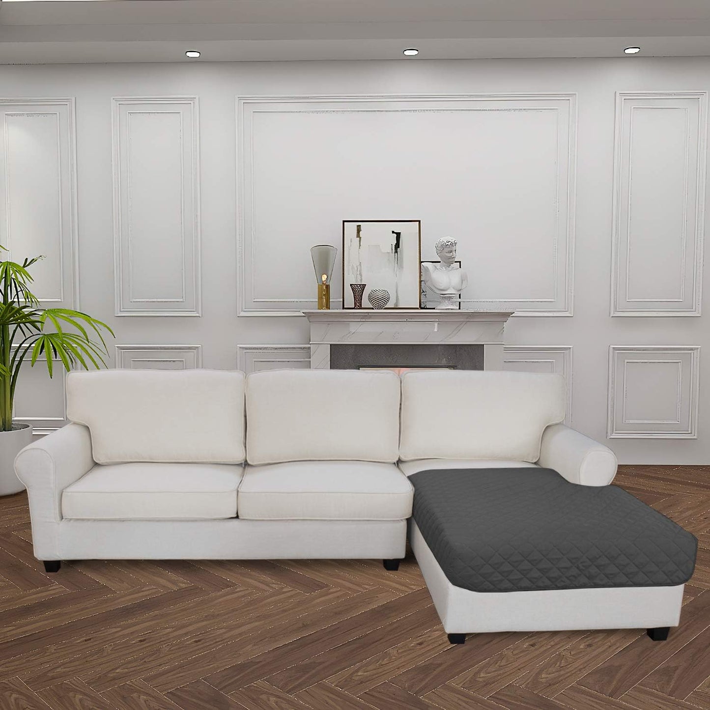 Easy-Going Sectional Couch Covers for Dogs L Shape Sofa Cover Reversible Sofa Slipcover Chaise Lounge Cover Furniture Protector Cover for Pets Dog Cat (42 x 52 inches, Dark Gray/Dark Gray)