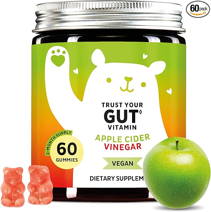 Apple Cider Vinegar Gummies – Metabolism & Detox Support with Vitamins B6, B12, Iodine & Folic Acid – Vegan. Balanced Gut (60 Gummies)