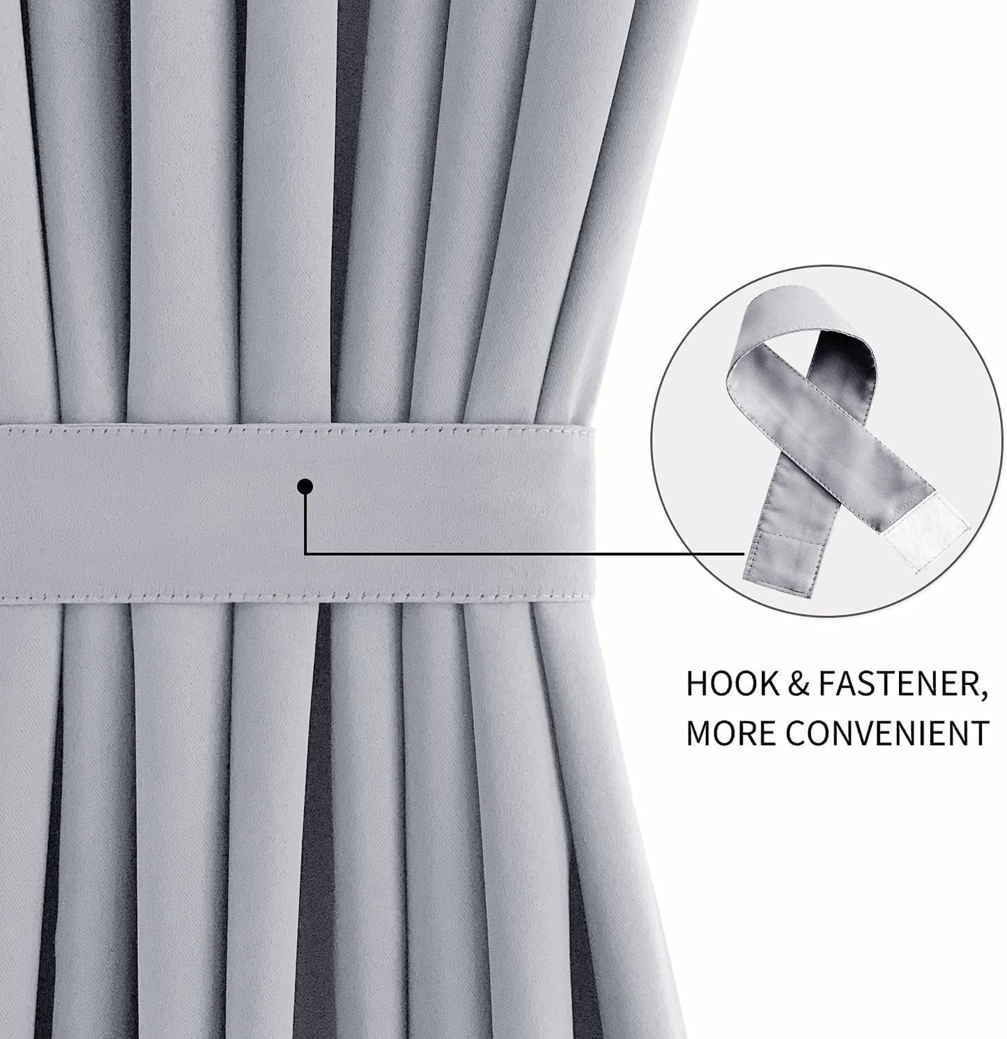 DWCN French Door Curtains – Rod Pocket Thermal Blackout Curtain for Doors with Glass Window, Kitchen and Patio Doors for Privacy, 54 X 80 Inches Long, 1 Curtain Panel with Tieback, Silver Grey