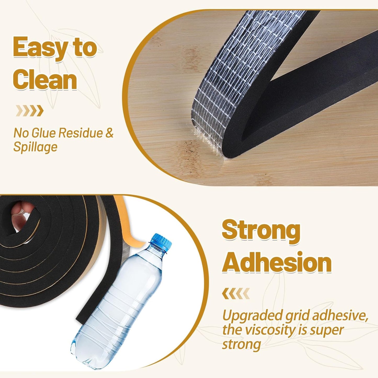 High Density Weather Stripping 3/4 in x 3/8 in, Weatherproof Foam Insulation Tape, Anti Collision Seal Strip Weatherstrips for Windows Storm Doors, 2 Rolls Total 13Ft