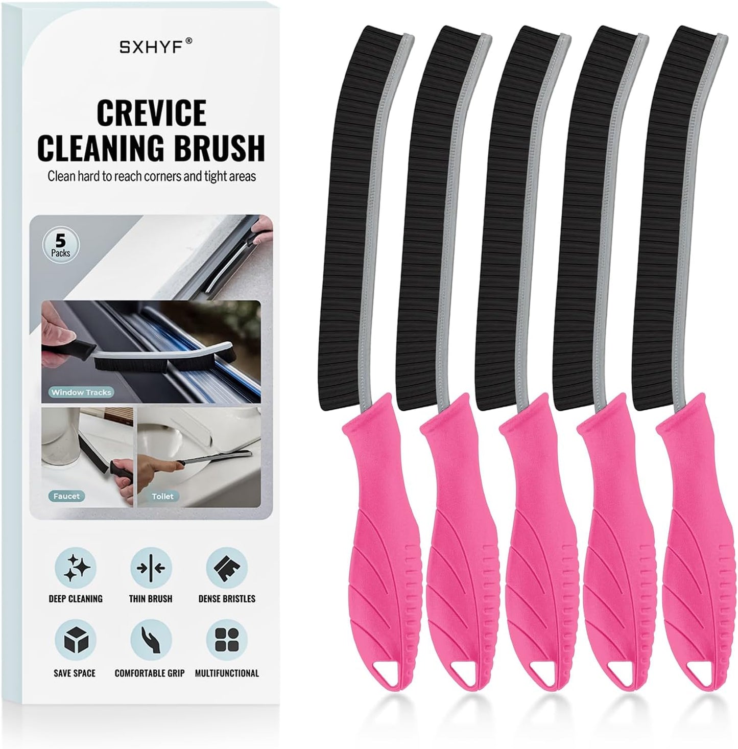 SXhyf Crevice Cleaning Brush - Grout Scrub Brush, House Cleaning Supplies, Gap Cleaning Tools, Home Essentials, Gifts for Women Men, Hard Bristle Crevice Cleaner Brush for Household Use, Bathroom