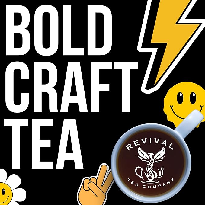 Revival Tea Company Lemon Ginger Tonic - Caffeine Free Herbal Tea Blend with Lemongrass and Ginger - 24 Tea Bags