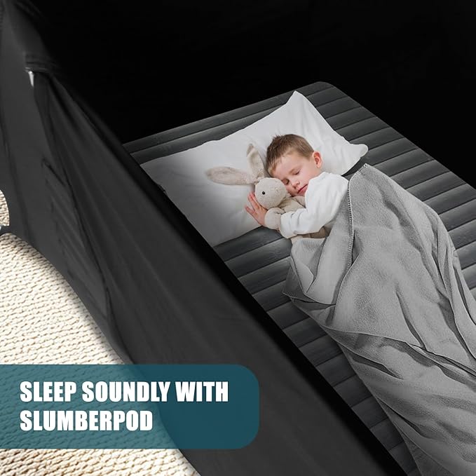 Blackout Tent for Pack N Play: Portable Baby Sleep Pod with 1-Click Setup, Mini Crib Cover with Monitor and Fan Pouches, Blocks 95% of Light, Travel Crib Canopy