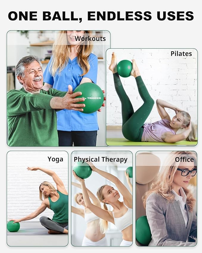 Trideer Exercise Balls Physical Therapy, 9 Inch Pilates Ball Between Knees for Physical Therapy, Mini Exercise Ball - Yoga Ball, Small Workout Balls for Core Strength and Back Support