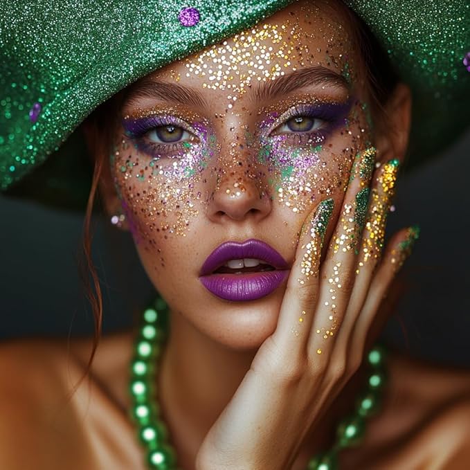 Mysense Green Body Glitter Stick, St Patricks Day Accessories, Face Hair Glitter Gel for Kids, Festival Rave Outfit for Women, Sparkling Mermaid Sequins Chunky Glitter Makeup, 0.56oz