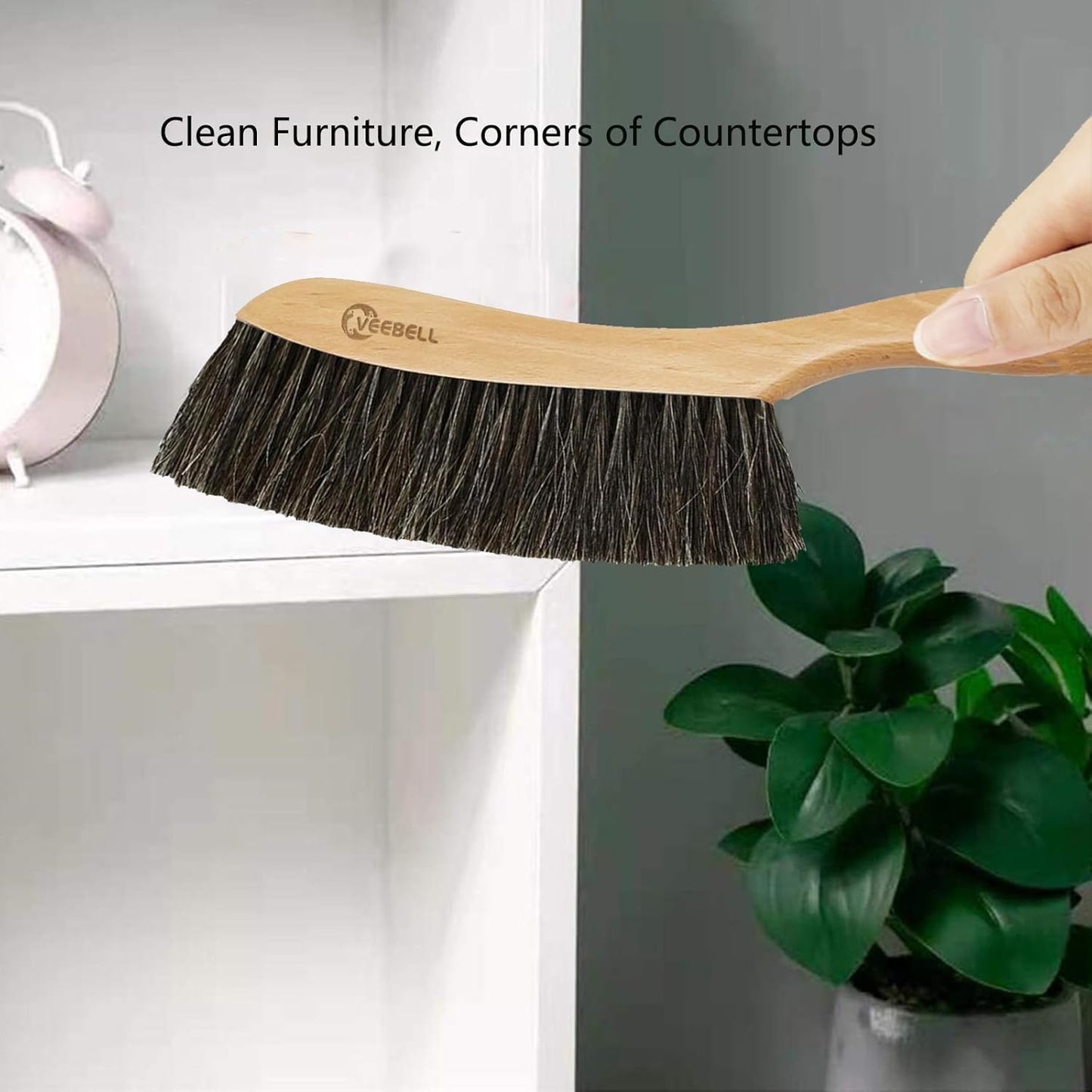 Horse Hair Brush Hand Broom Dusting Brush for Home Cleaning, Wood Handle Soft Brush Duster for Counter Furniture, Bed, Bench Fireplace,Car, Shop Brush Cleaning 14" Long