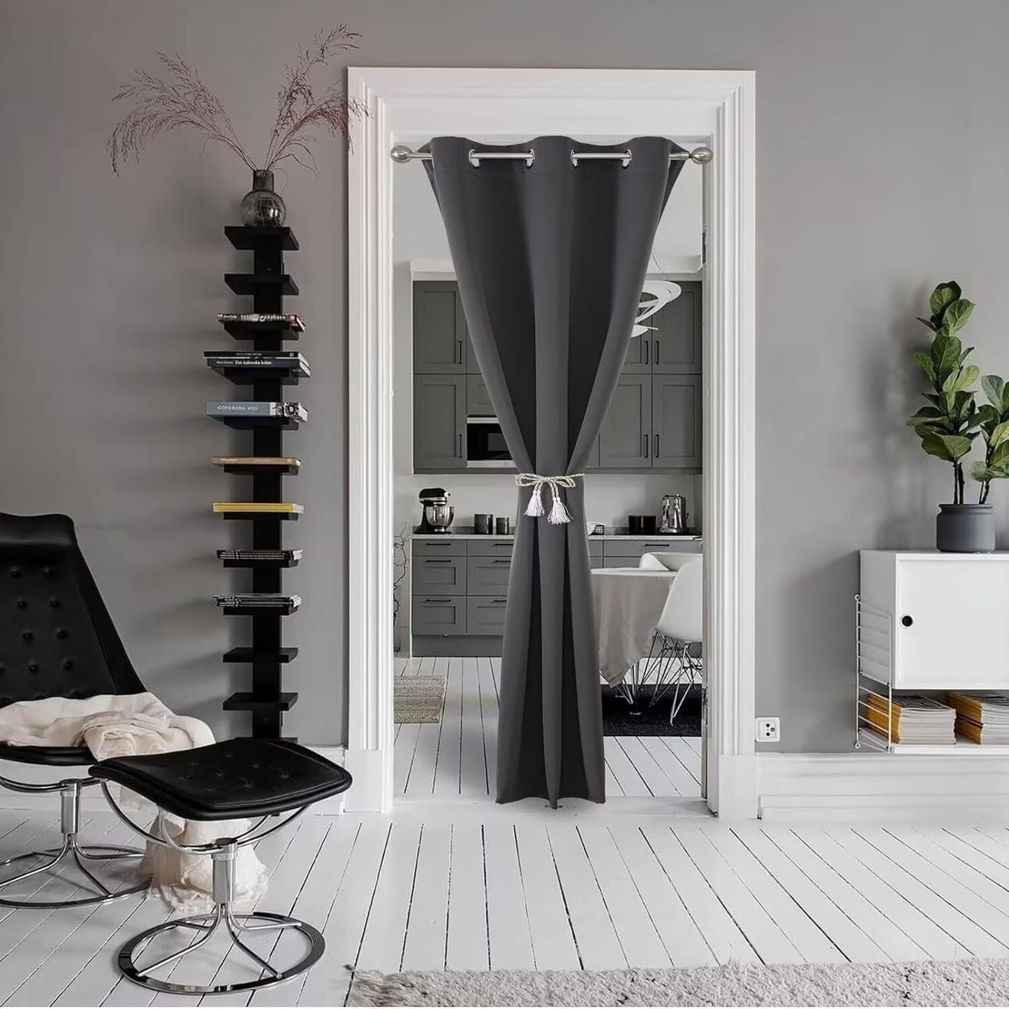 Joydeco Custom Size Door Curtains, Closet and Bedroom Doorway Curtains (Grey)