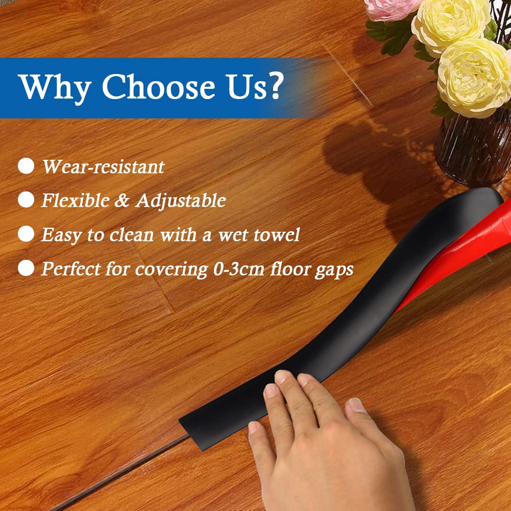 Floor Transition Strip Self Adhesive Floor Cover Strips Laminate 1.57" Wide Vinyl Flat Divider Transitions (4cm, 10Ft, Black)