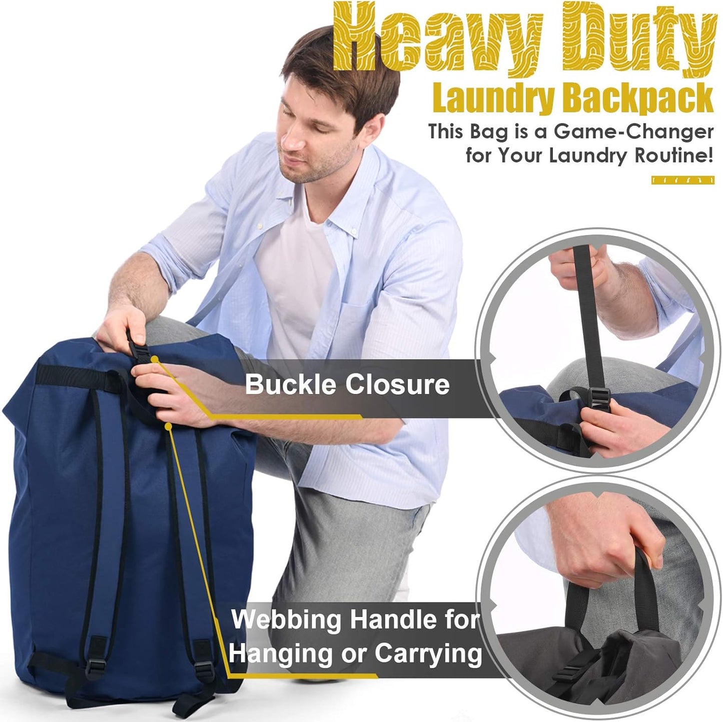 Laundry Bag Backpack Extra Large, 115L Laundry Backpack with Padded Shoulder Strap, Sturdy Travel Laundry Bags, Hanging Laundry Bag for College Dorm, Apartment, Clothes Hamper Bag for Laundromat