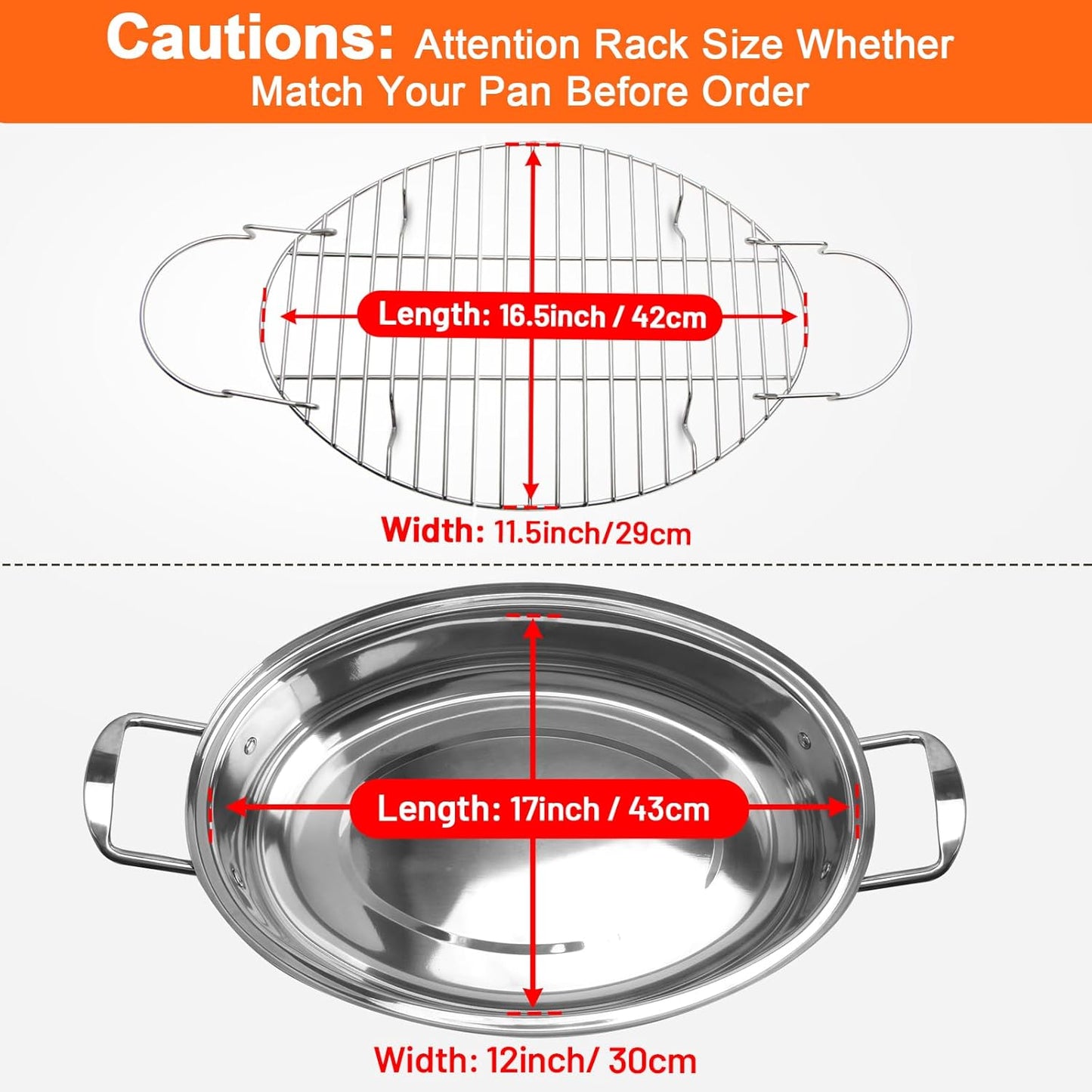 16.5inch Oval Roasting Rack for Oven, Gifts for Mom Men Wife, Stainless Steel Cooling Rack with Handle, Wire Rack for Cooking, Grilling, Drying