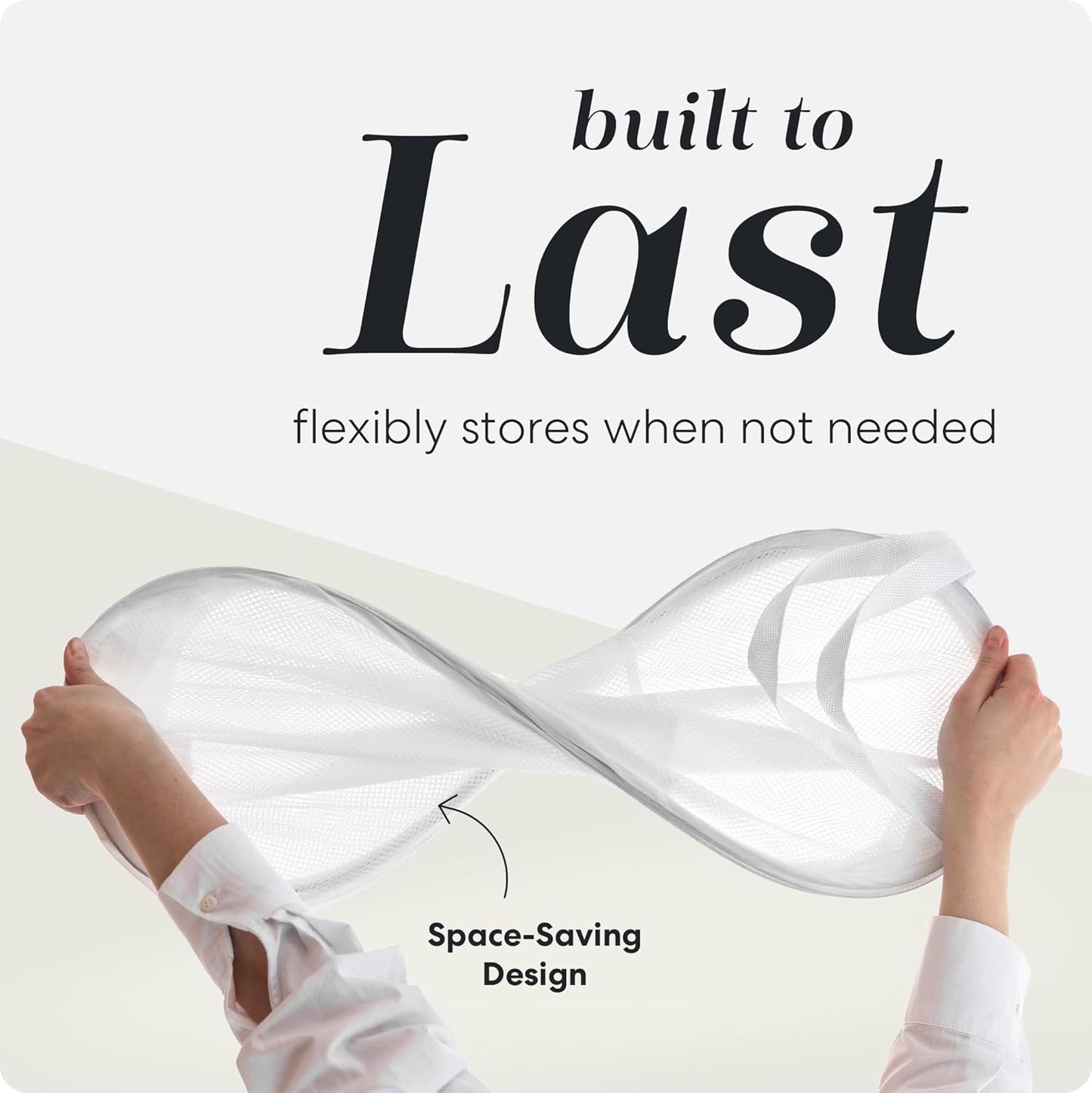 Handy Laundry Collapsible Mesh Pop Up Hamper with Wide Opening and Side Pocket - Breathable, Sturdy, Foldable, and Space-Saving Design for Clothes and Storage (White | 2-Pack)