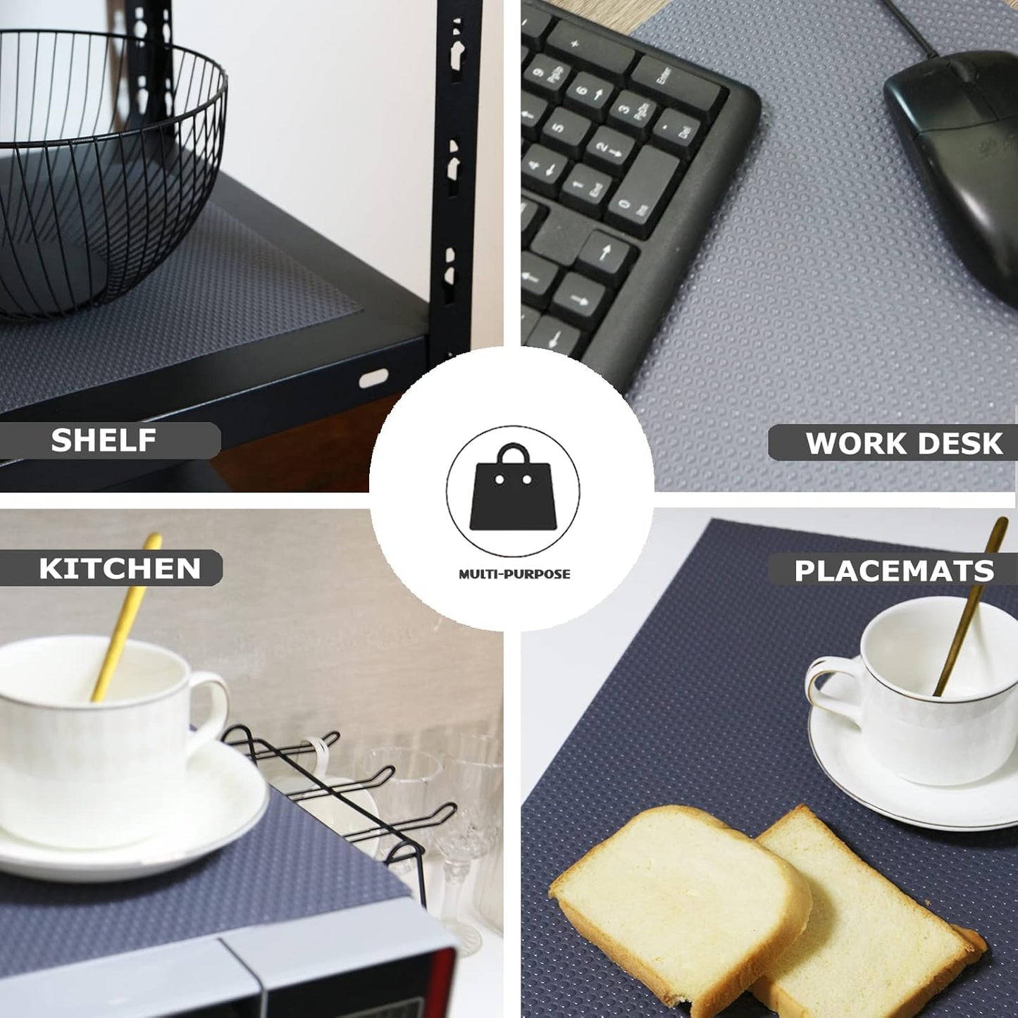 24Pcs Refrigerator Liners, Washable Fridge Liner Mats Covers Pads for Glass Shelf Cupboard Cabinet Drawer Home Kitchen Accessories Organization (Gray)