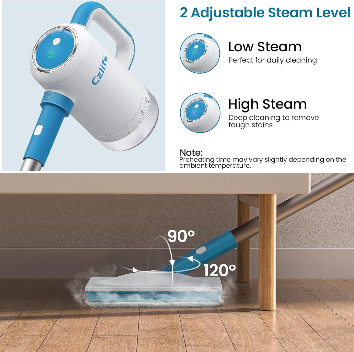 13-in-1 Steam Mop, Handheld Steam Cleaner for Home and Floor Cleaning, Floor Steamers for Hardwood and Tile with Attachments, Electric Mop for Grout Laminate Couch Clothes Carpet, Corded