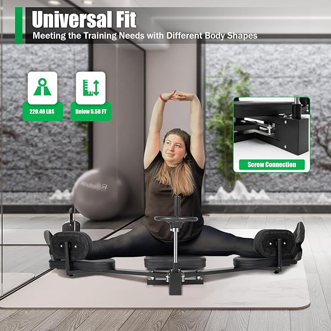 Black Leg Stretcher, 220.46lbs Splits Machine for Flexibility Kids Adults, Leg Split Stretcher Machine, Heavy Duty Steel Frame Leg Stretching Training Machine for Home Yoga Dance Gym Fitness