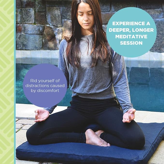Bean Products Zafu Meditation Pillows for Sitting on Floor, Yoga Cushion, Cotton/Buckwheat Fill Yoga Pillow, Zafu Meditation Cushion, Zen Kneeling Prayer Pad- Made in USA - 14"x18" Oval - Black
