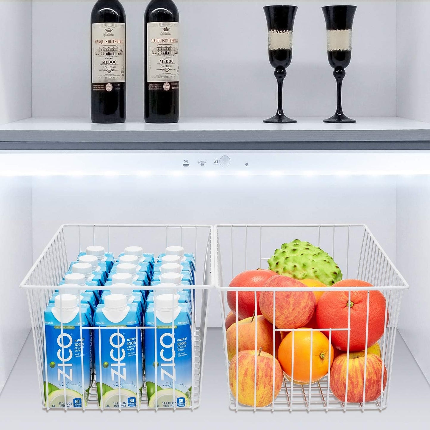 16inch Upright Freezer Organizer Baskets for 13-14,16-21 cu.ft Standup Freezer, Settle freezer chaos and reduce food waste effectively, Durable, Fully Use Space, Improve Air Circulate, White, 6pcs