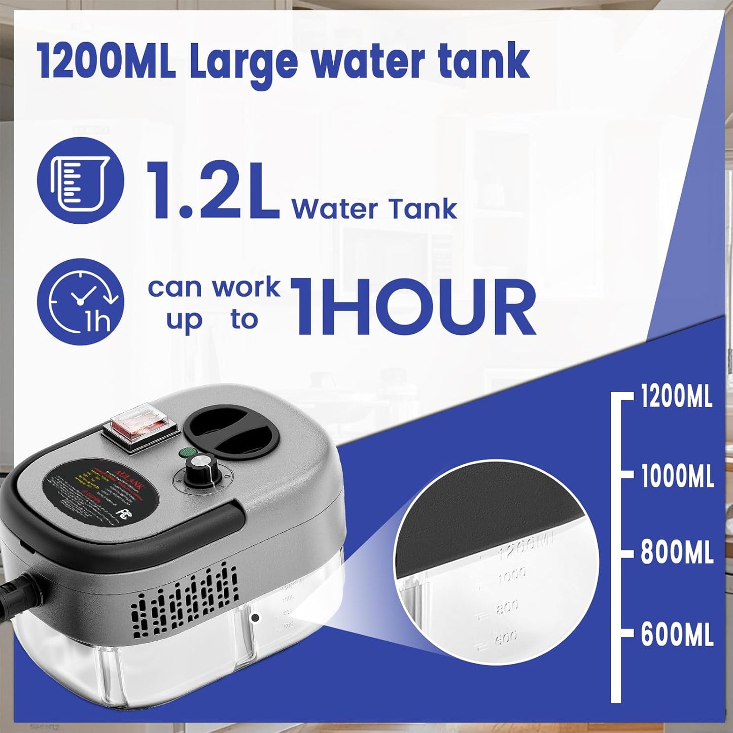 2500W Handheld Steam Cleaner,Portable Car Steamer For Auto Detailing,High-Temperature and Pressure Steam Cleaner For Home, Steam Cleaning Machine for Furniture,Kitchen,Grout,Floor,Tile (Gray)