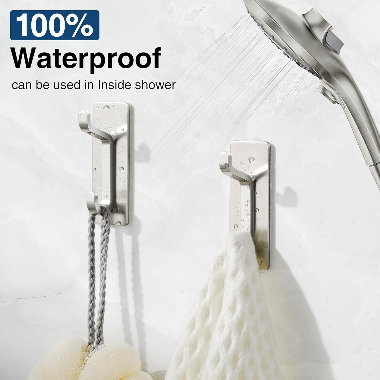 pickpiff Wall Hooks for Coat and Towel: 13LB Adhesive Door Hanger Stick on, Brushed Nickel,12 Pack