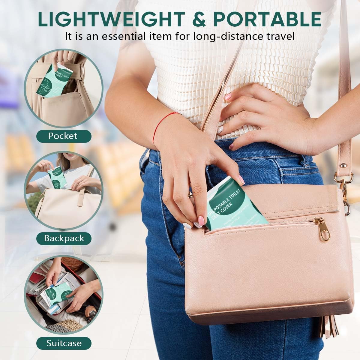 120 Pcs Disposable Flushable Paper Toilet Seat Covers Travel Supplies Essentials for Airplane, Public Restrooms, Bathroom, Hotels, Camping, Kids or Adults