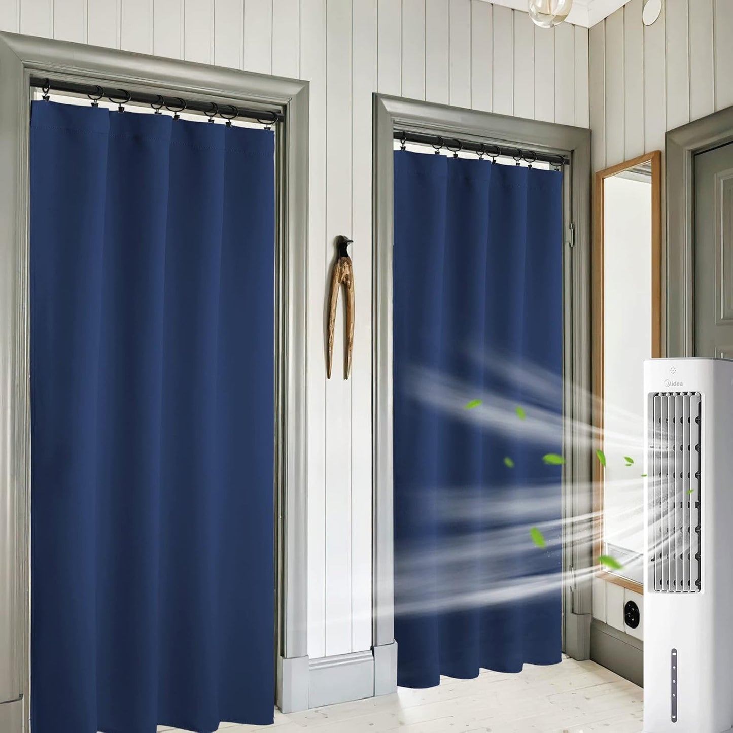 RYB HOME Curtains for Bedroom 72 inches Long, Blackout Thermal Insulating Window Treatment Drapes for Living Room Bathroom Basement Laundry Classroom, W 34 x L 72, Navy Blue, 2 Panels