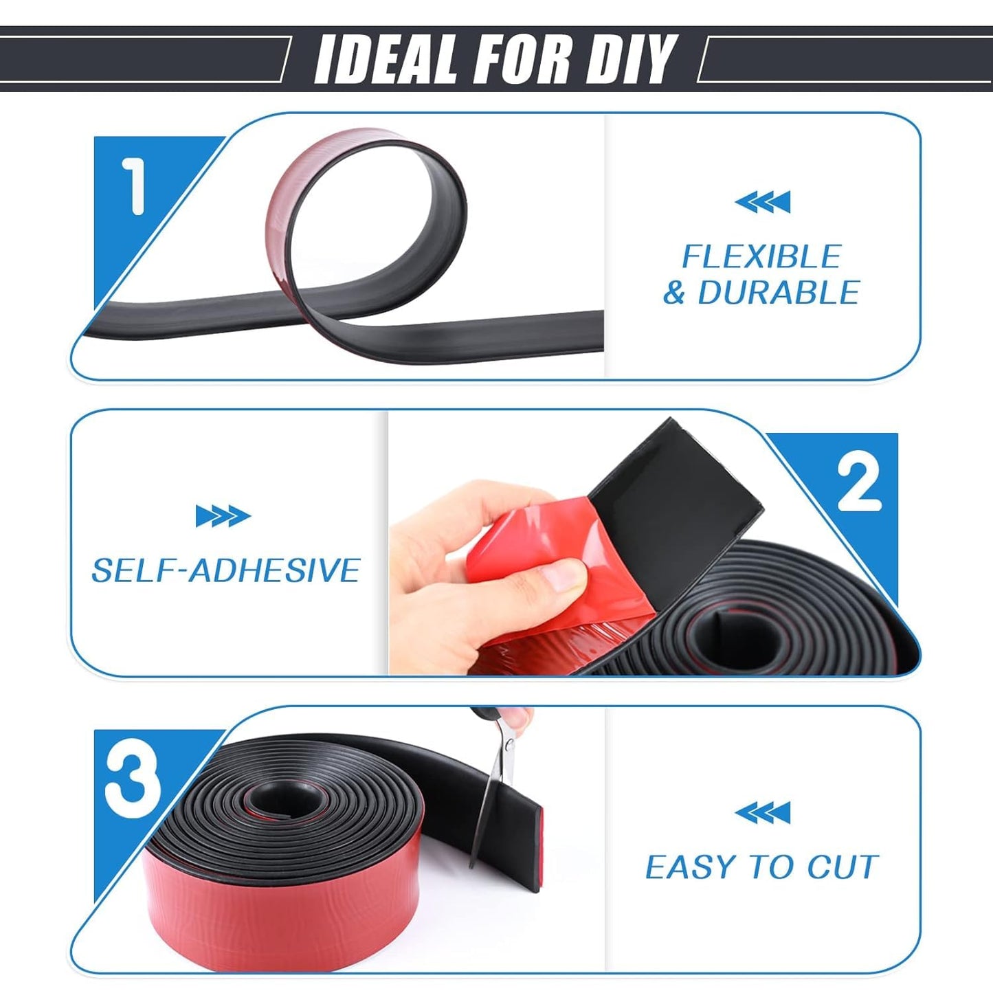 Adhesive Rubber Strips Neoprene Rubber Sheets, Rolls & Strips with Adhesive Backing Rubber Pads Self Stick Seal Gasket Sticky Back for Matting Padding - 1" Wide x 1/16" Thick x 20' Long