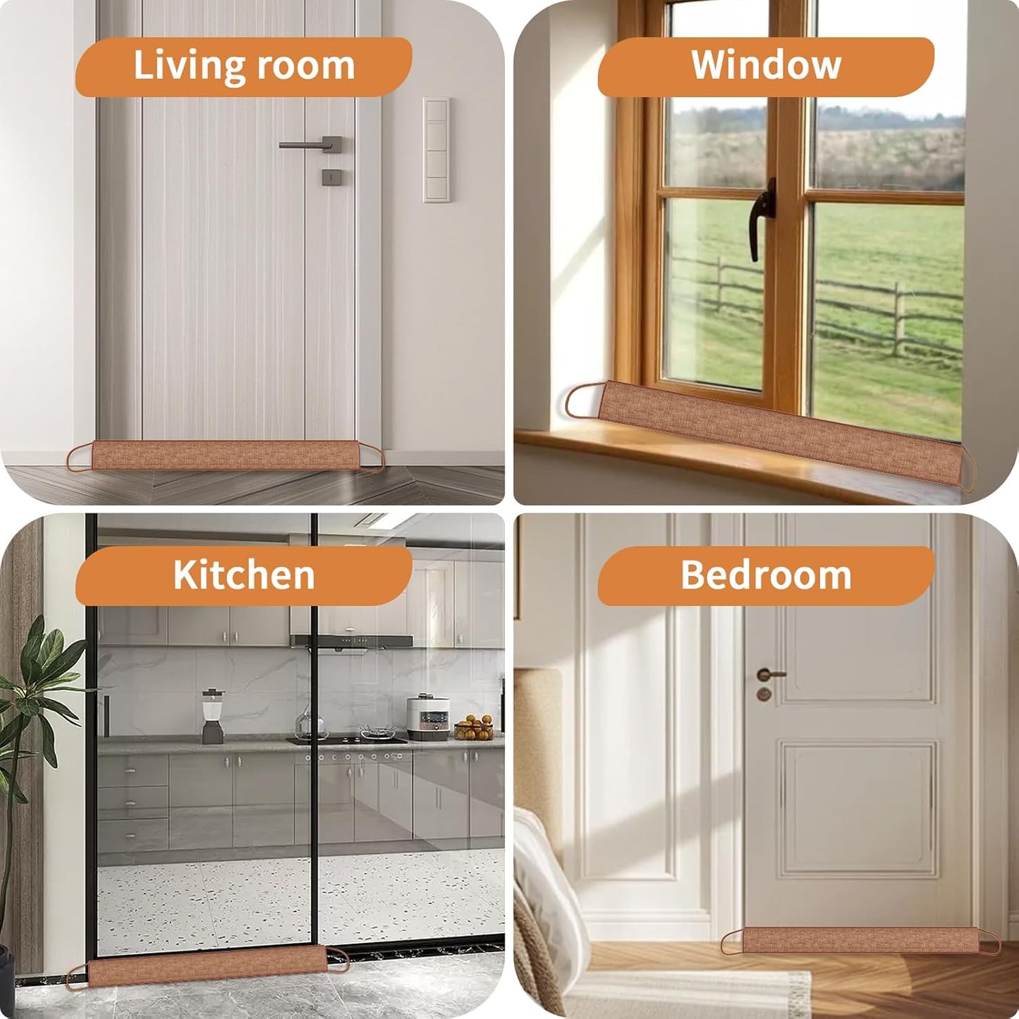 QUOLIX Triangle Under Door Draft Stopper Bottom Door Gap Filler & Seal Windproof Coating Cover Fits 30” to 36” Door Block Noise, Sound, Hot Air, Light, Bugs Easy Install Draft Blocker (38inch-Brown)