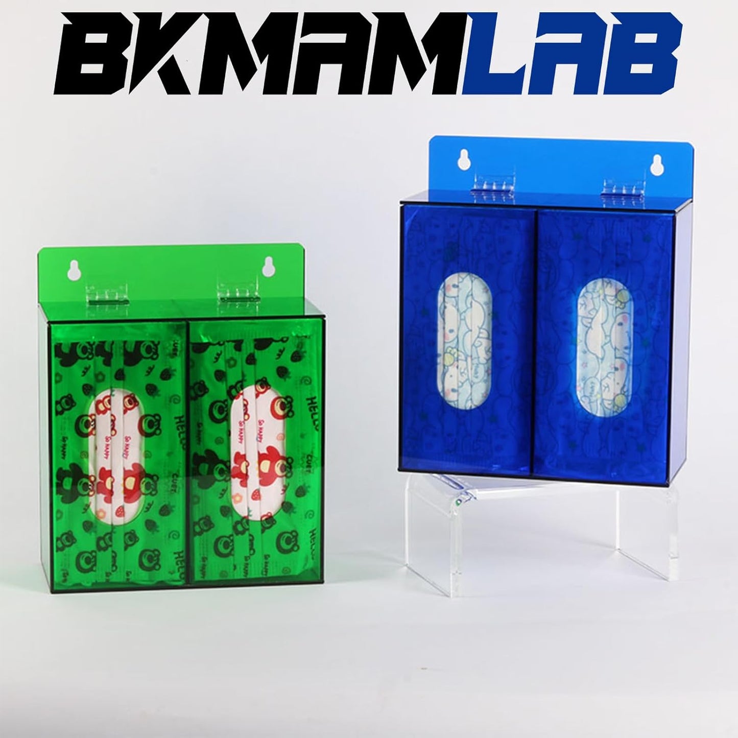 Wall Mounted Glove Dispenser, Hairnet Shoe Cover Dispenser，Acrylic Glove Box Holder, Green (for 2 Boxes)