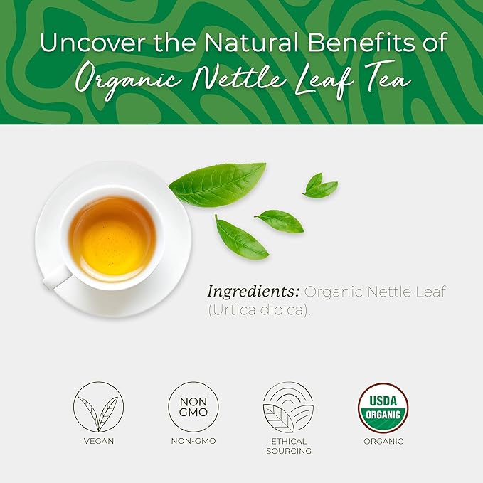 Starwest Botanicals Organic Nettle Leaf Tea - Caffeine Free Herbal Tea, Promotes Calm, USDA Organic Nettle Leaf, String Free Sachets, Non GMO - Bulk Pack, 100 Tea Bags