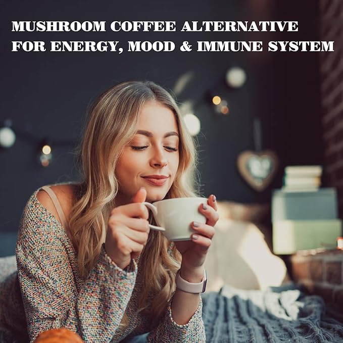 Mushroom Hot Chocolate Mix with Reishi, Mushroom Coffee Alternative Hot Cacao Powder for Energy, Mood and Immune System, Gluten Free, Vegan Mushroom Supplement, 15 Servings, 11.1 Ounce