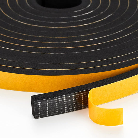26 Feet Weather Stripping Door Seal, 1/2" Wide X 1/4" Thick Door Seal Strip High Density Foam Tape Adhesive Strip for Door Soundproofing,Window Insulation (1/2" x 1/4" x 26FT,Black)