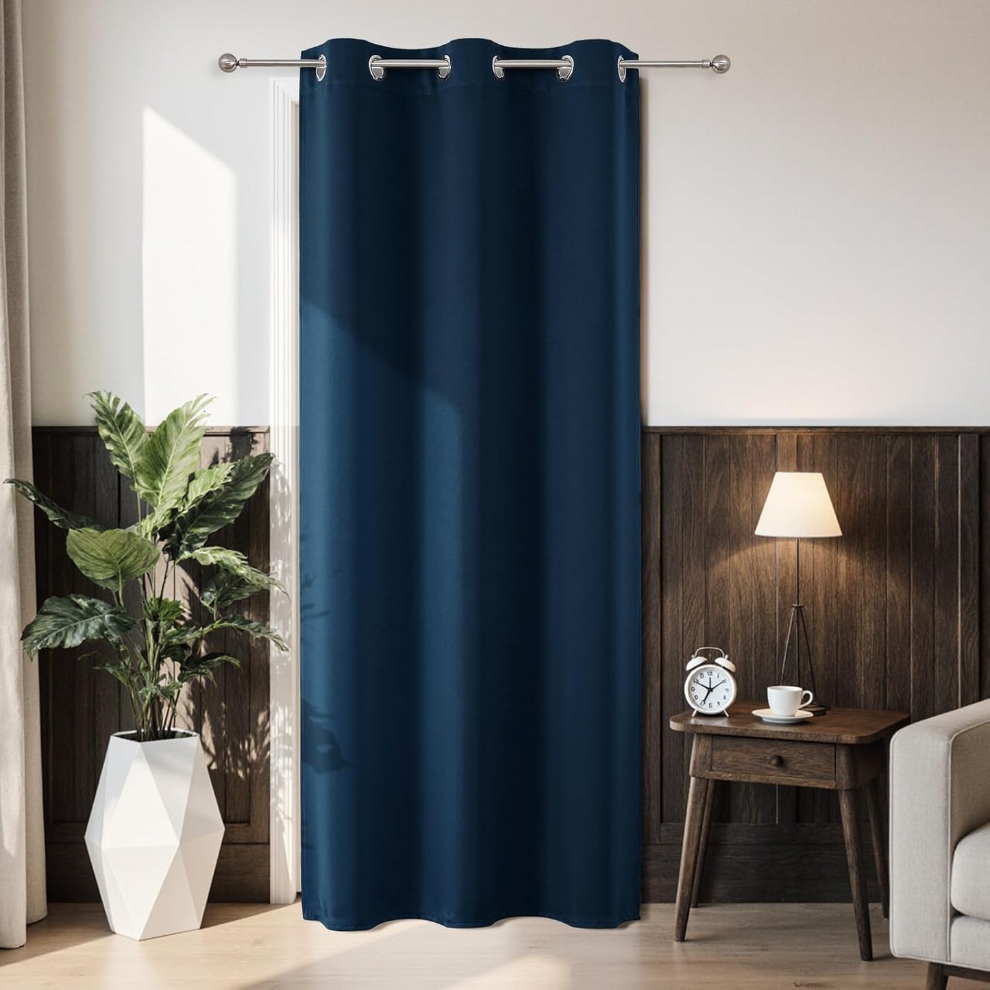 Joydeco Blackout Door Curtain for Doorway Privacy 78 Inches Long, Grommet Closet Curtain for Open Closet, Room Divider for Bedroom Living Room (Navy Blue, 40Wx78L, 1 Panel)