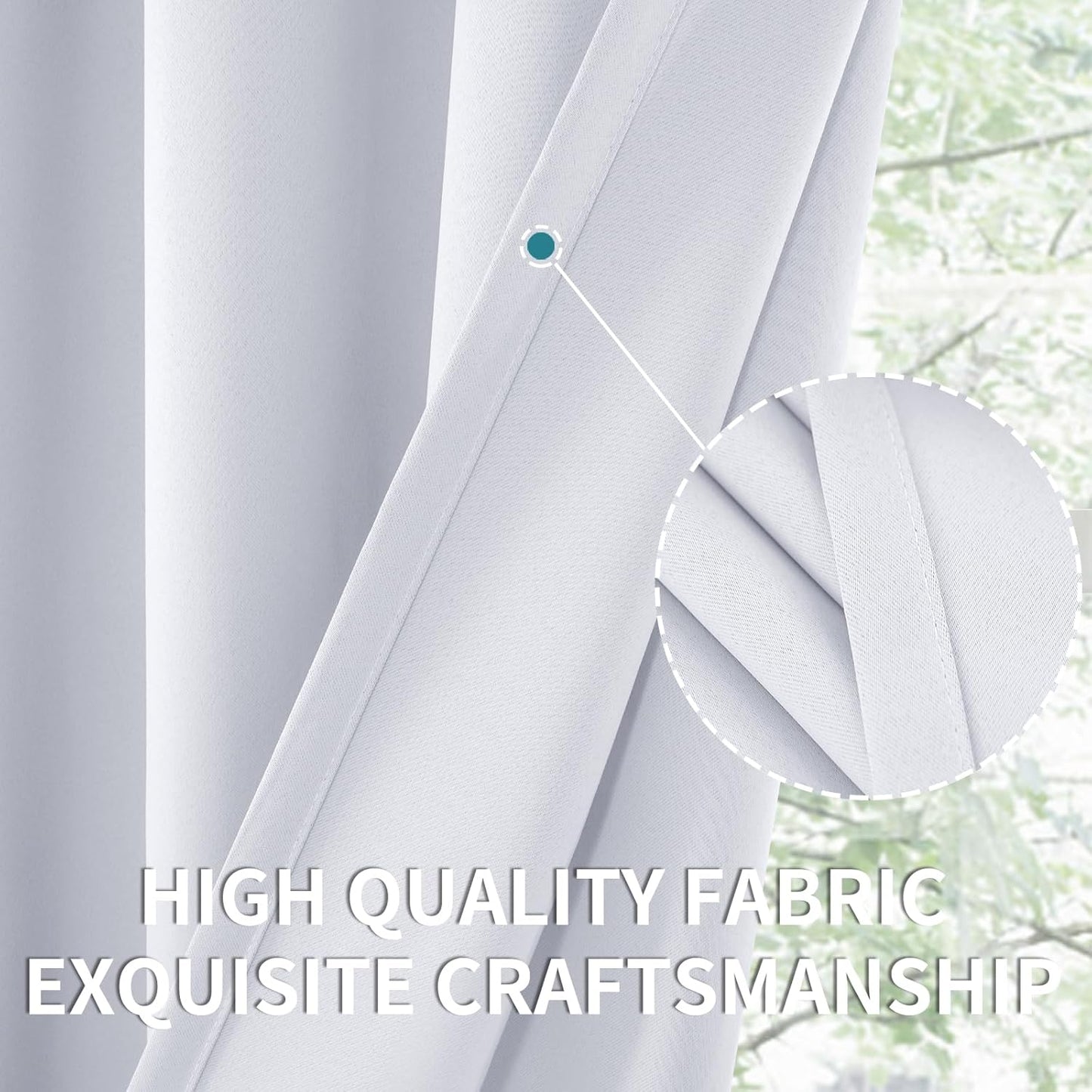 BGment Curtains 45 Inches Length - Rod Pocket Short Window Drapes for Bedroom Kitchen Cafe, Greyish White, 42 x 45 Inch, 2 Panels Set