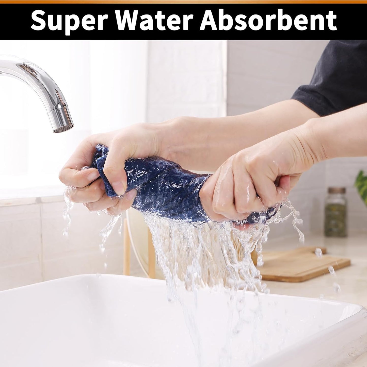 Homaxy 100% Cotton Waffle Weave Dish Cloths - 8 Pack Soft and Absorbent Dish Towels - 12 x 12 Inches Quick Dry Dish Rags - Navy Blue